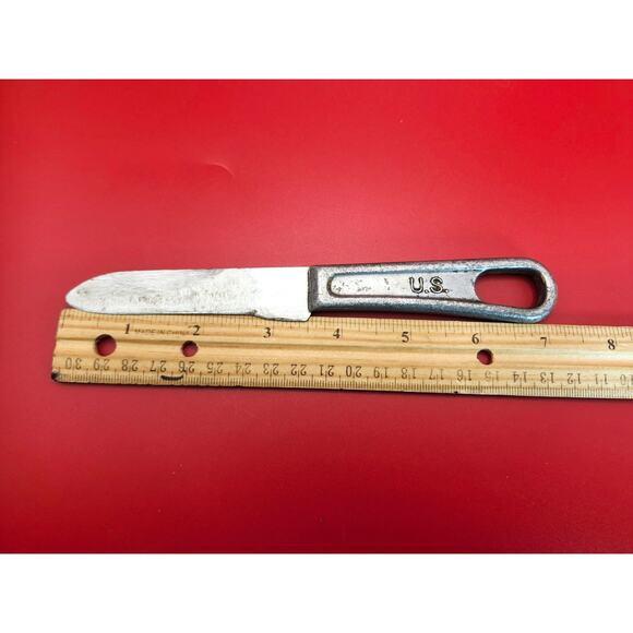 Vintage US Military Mess Knife Fixed Blade w/ Cast Aluminum Handle 7 1/4" - Picture 8 of 12